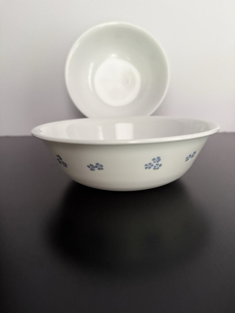 Corelle Secret Garden 6.25” Soup Cereal Bowls Blue Floral Discontinued Set 2
